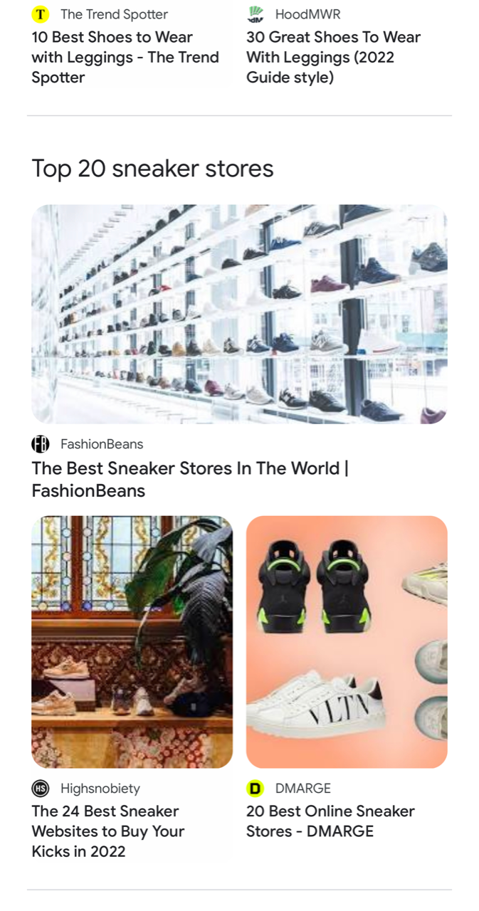 The sixth of ten screengrabs of the Explore feature for the query [what type of sneaker is best for running]